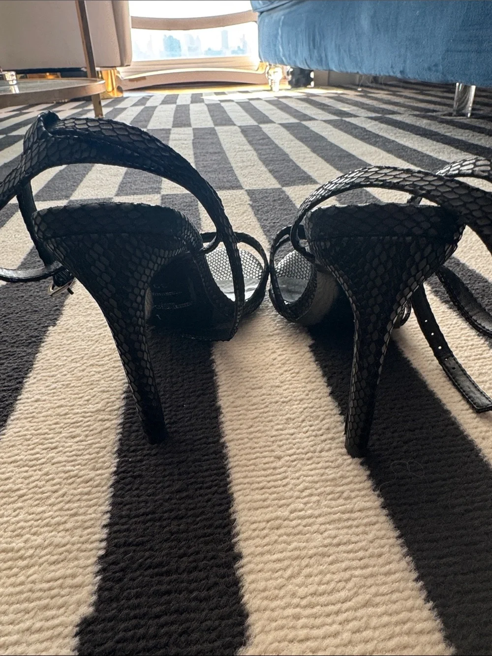 Jimmy Choo Leo 100 Black Candy Strappy Stiletto Sandals
